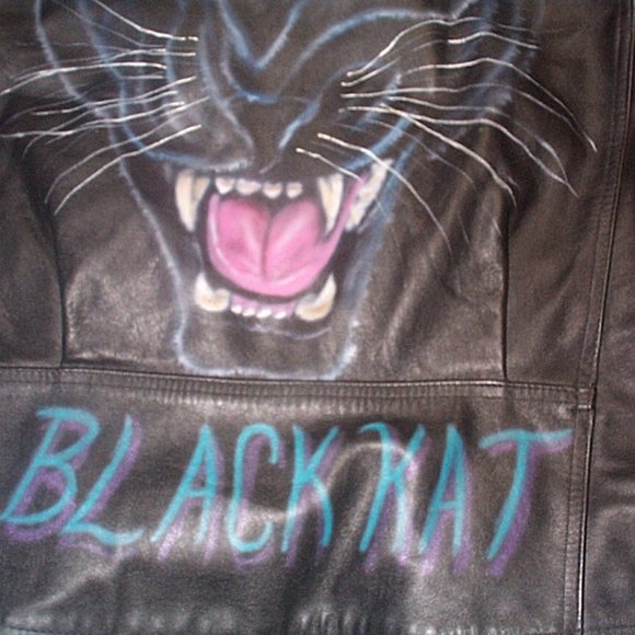 Vintage USA Harley Leather Motorcycle Jacket w/Black Panther painting on back - Picture 8 of 8
